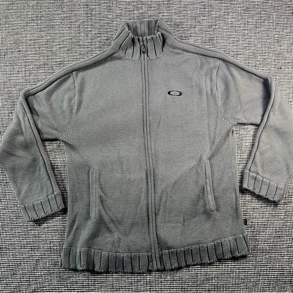 Oakley Sweater Jacket  Knit Zip‎ Cardigan From The 90’s Gray  Men's XXL Y2K